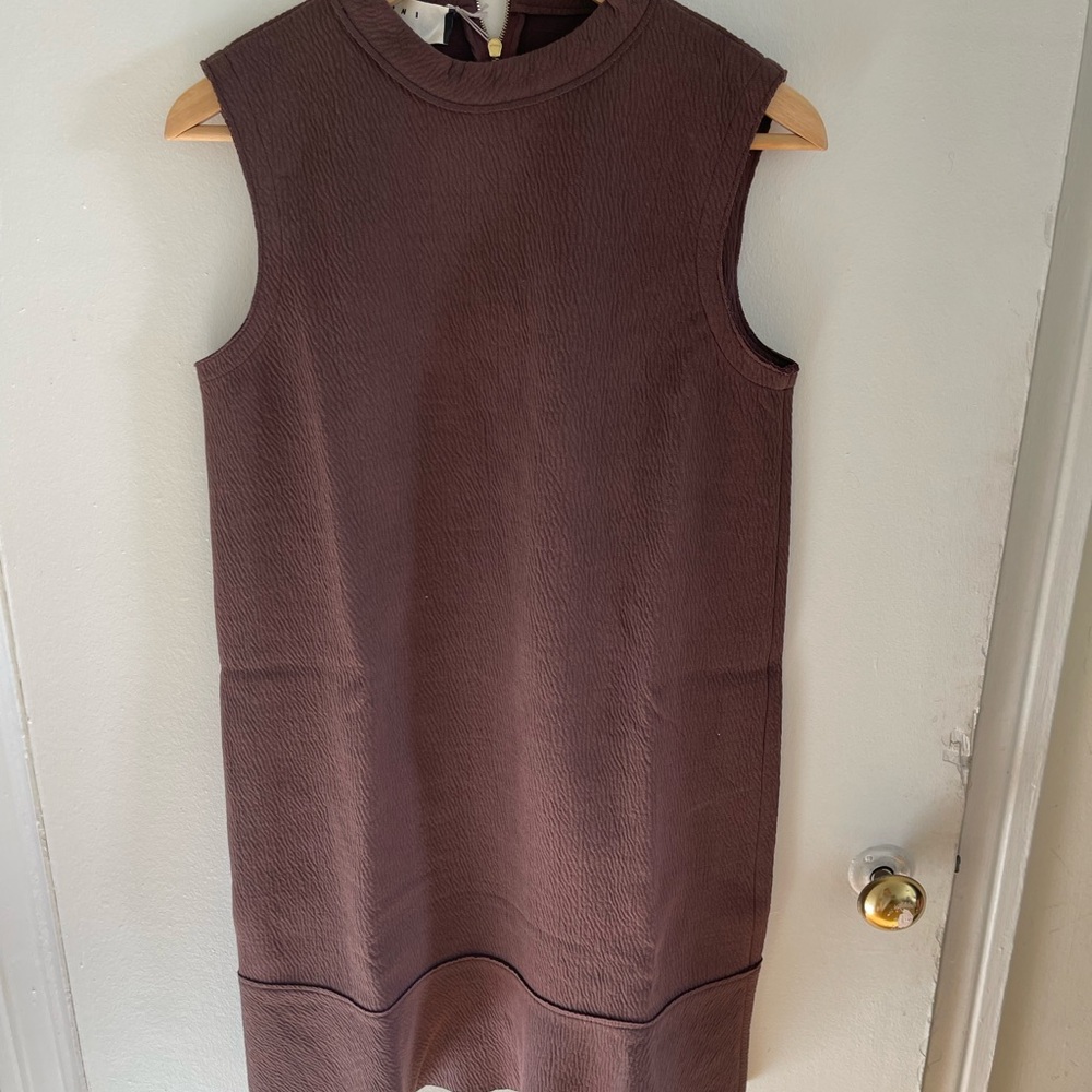 Marni brown purple 1960s style shift mini dress